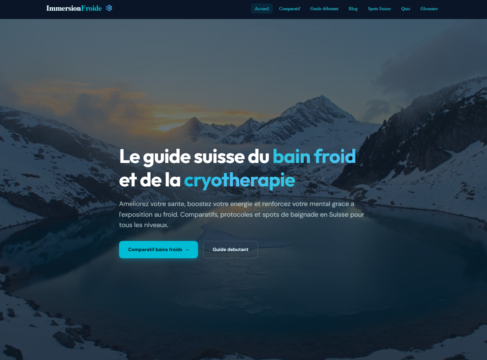 Site web Immersion Froide — cryothérapie et bien-être Suisse