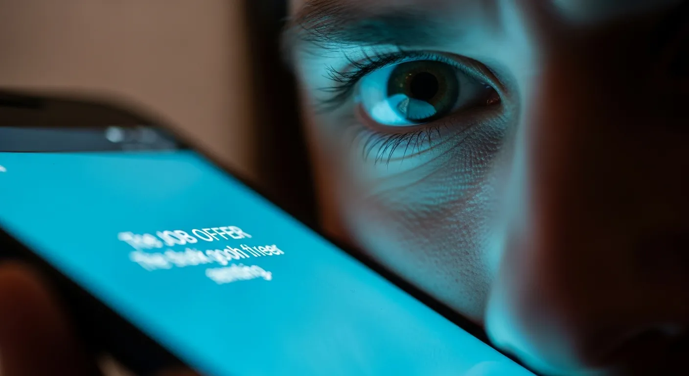 Arnaque au faux recrutement par message (gros plan)