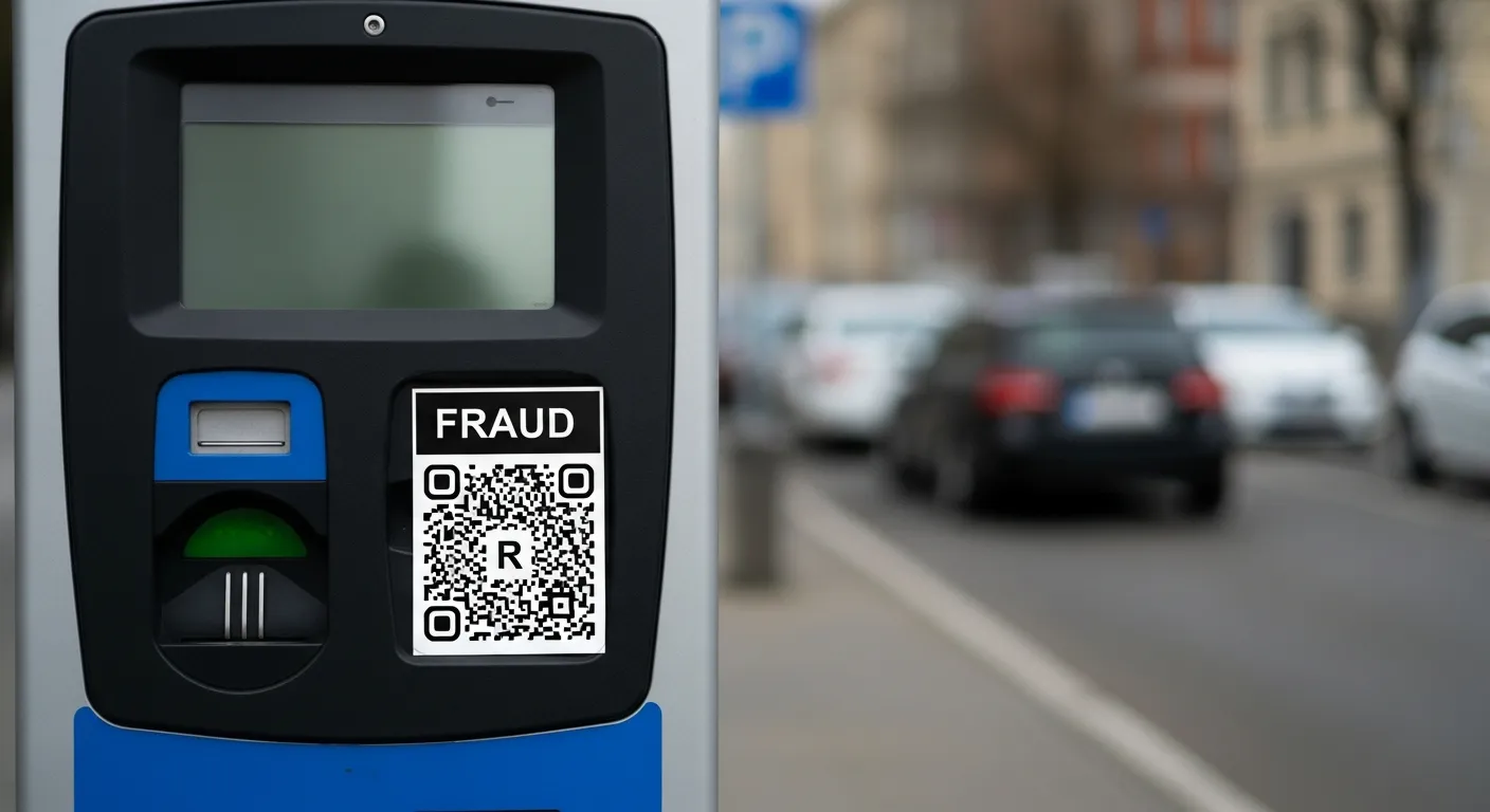Faux QR code sur une borne de paiement