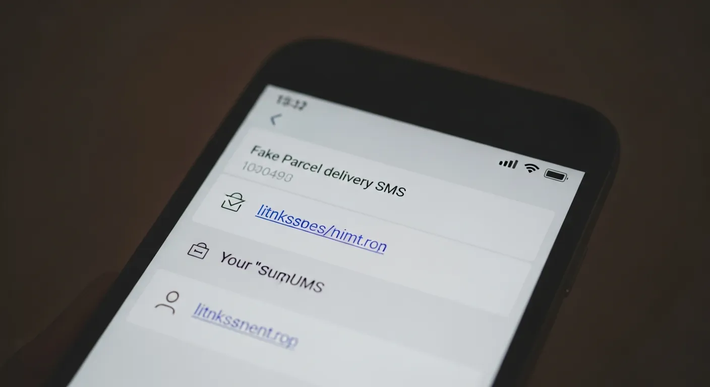 Faux SMS de livraison de colis (gros plan)