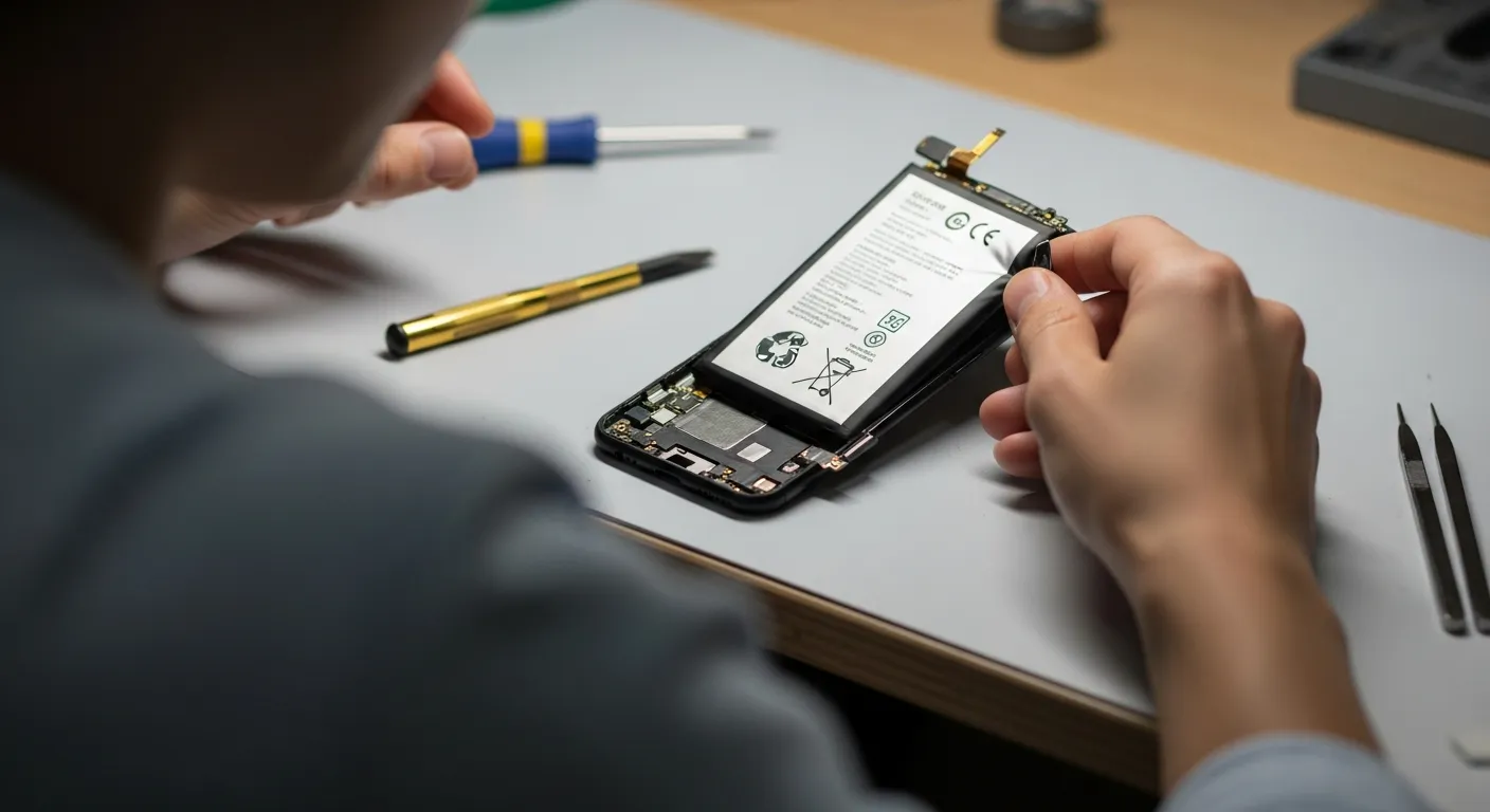 Batterie de smartphone gonflée — technicien CyberClinique