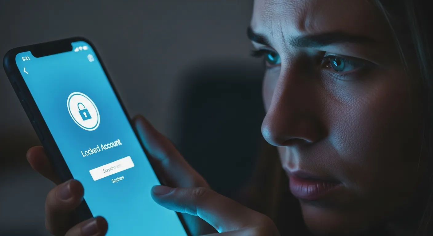 Compte réseau social piraté et bloqué (gros plan)