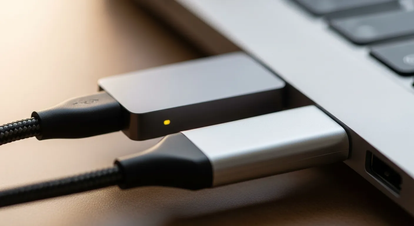 Disque dur externe et clé USB non reconnus (gros plan)