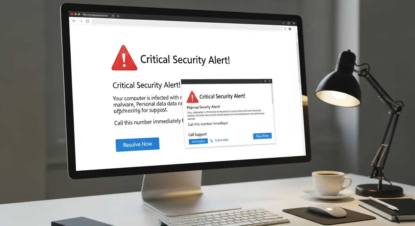 Écran bloqué par une fausse alerte Microsoft