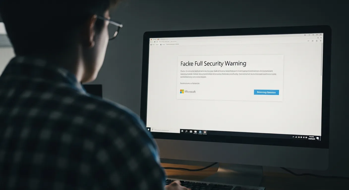 Écran bloqué par une fausse alerte Microsoft — technicien CyberClinique