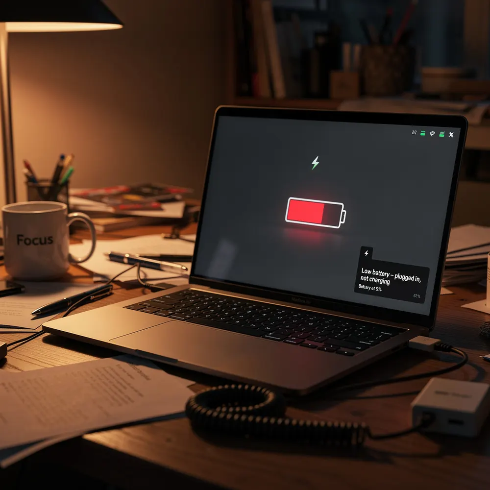PC portable branché en permanence sur secteur — erreur batterie