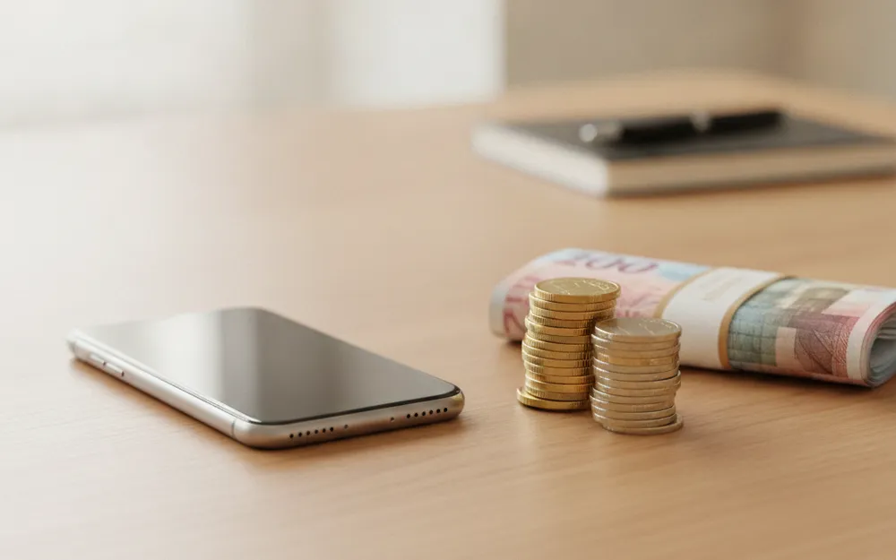 Smartphone posé à côté d'un budget pour comparer coût de réparation et achat neuf