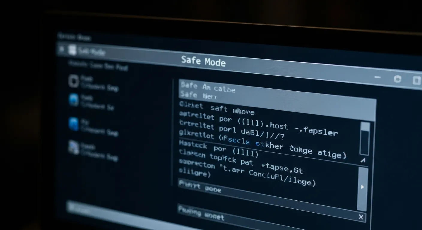 Mode sans échec Windows (gros plan)