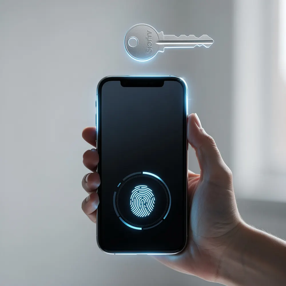 Authentification par passkey avec empreinte digitale sur smartphone
