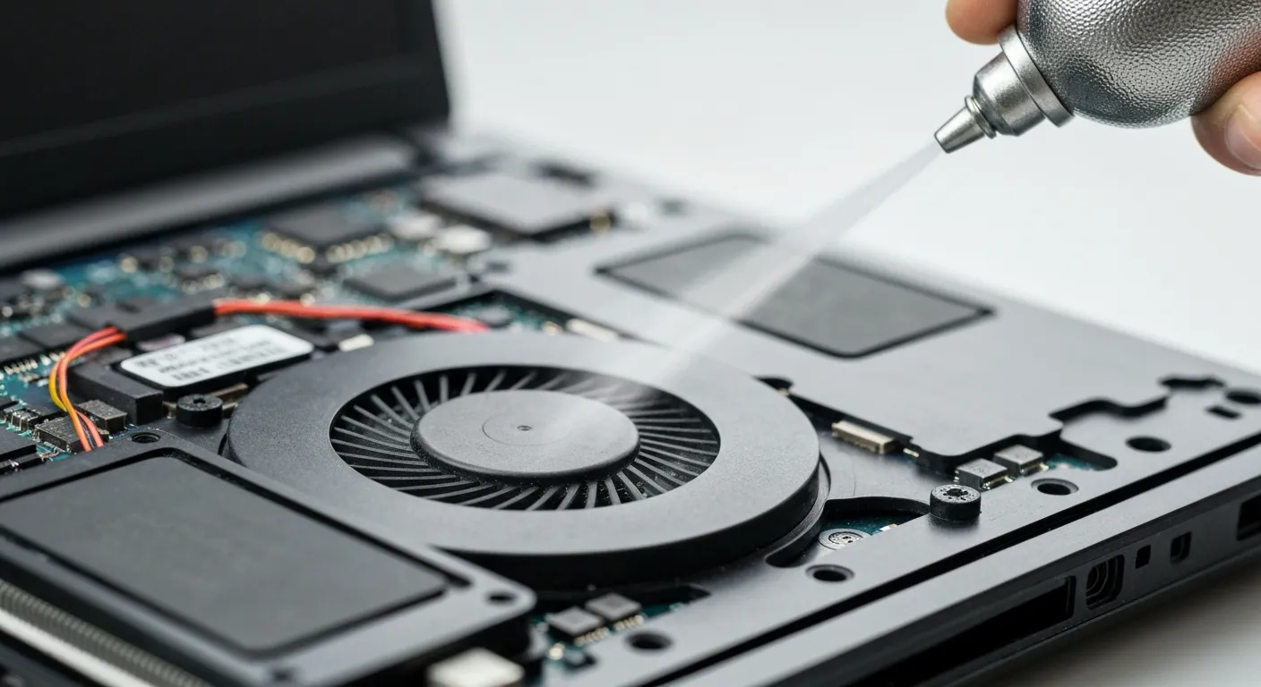 Nettoyage du ventilateur d'un PC en surchauffe (gros plan)
