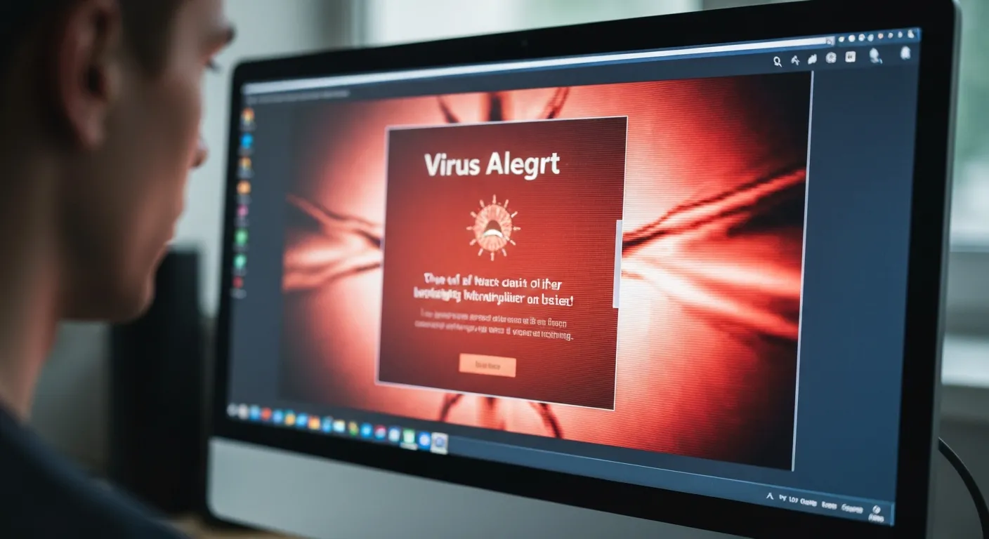 Fausse alerte virus en popup (gros plan)
