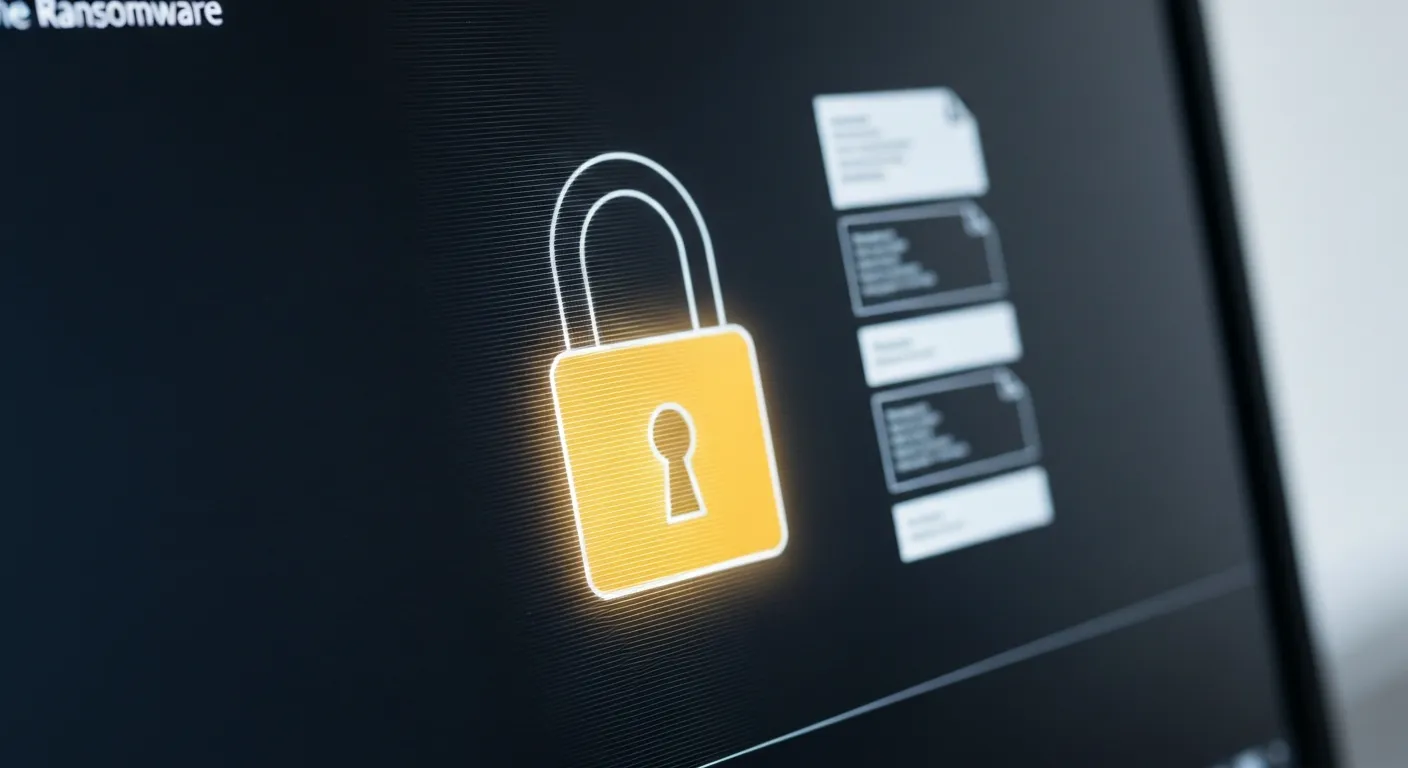 Ransomware et fichiers chiffrés en entreprise (gros plan)