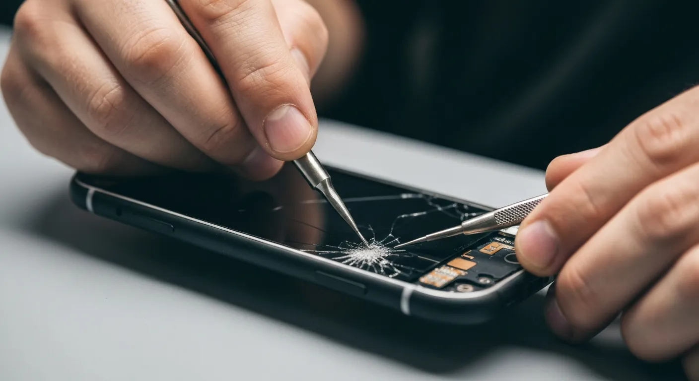 Réparation d'écran de téléphone (gros plan)
