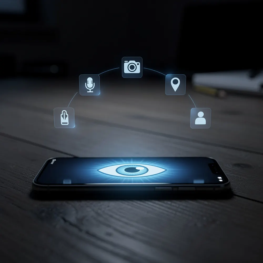 Smartphone espion permissions apps — vérifier accès caméra micro localisation données personnelles