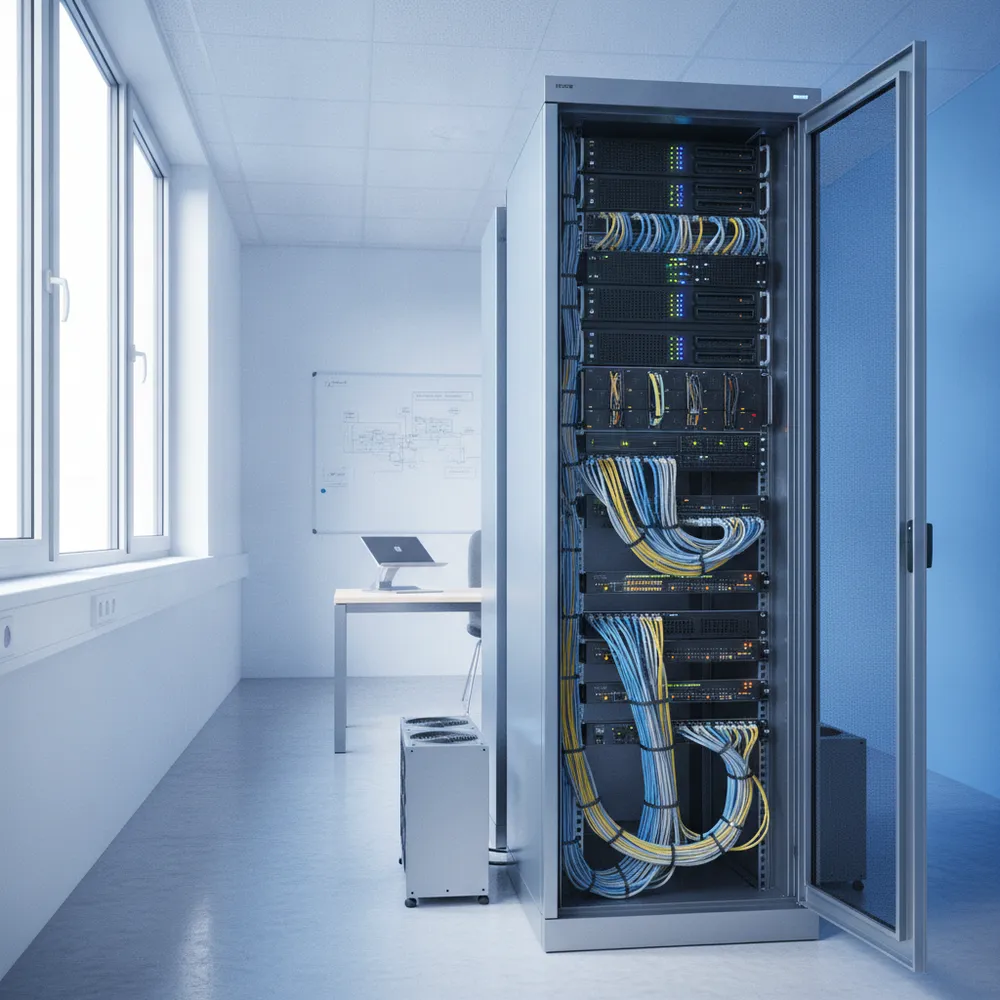 Salle serveurs et infrastructure réseau gérées en infogérance PME à Yverdon-les-Bains, CyberClinique