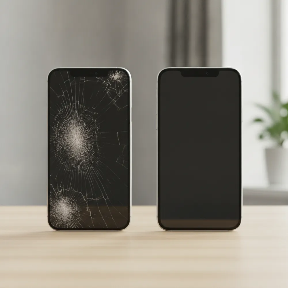 Comparaison entre réparer son natel et en racheter un neuf — écran de téléphone remplacé
