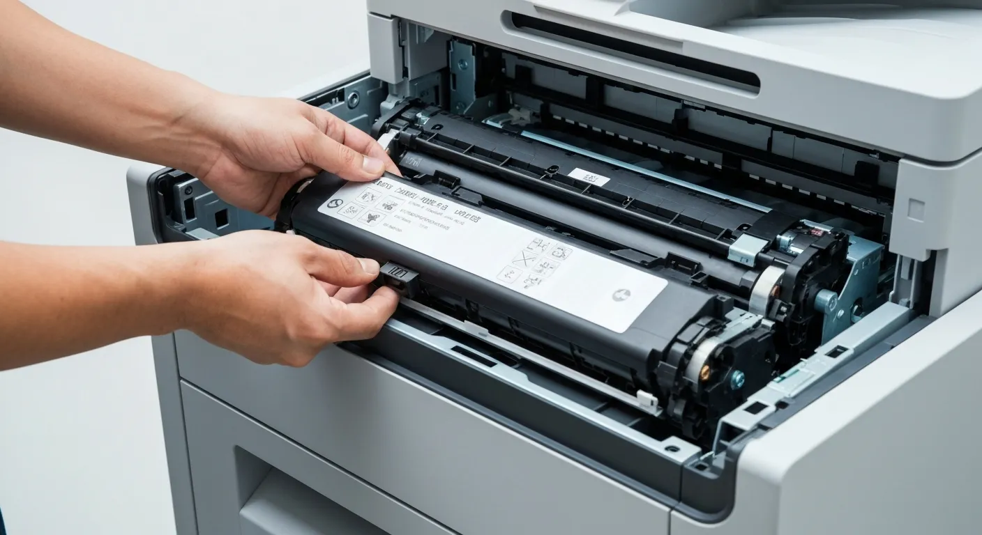Remplacement de toner lors de la maintenance d'une imprimante